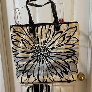 Brighton Black and Cream Floral Tote